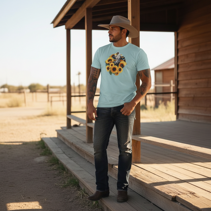 Adult Dairy Cow Sunflower Country Style Tee