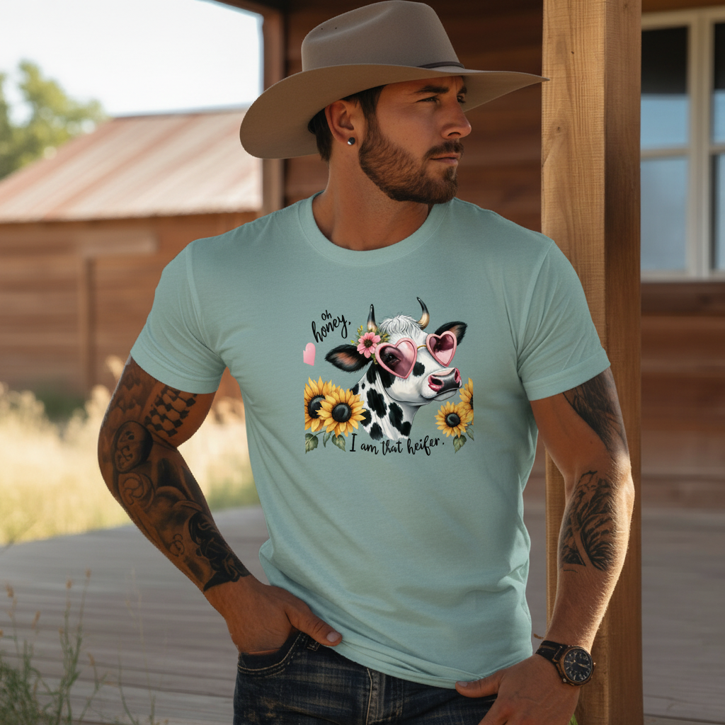 Adult Sassy Dairy Cow Floral Sunglasses Graphic Tee