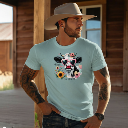 Adult Sassy Cow Heart Sunglasses Floral Graphic Tee