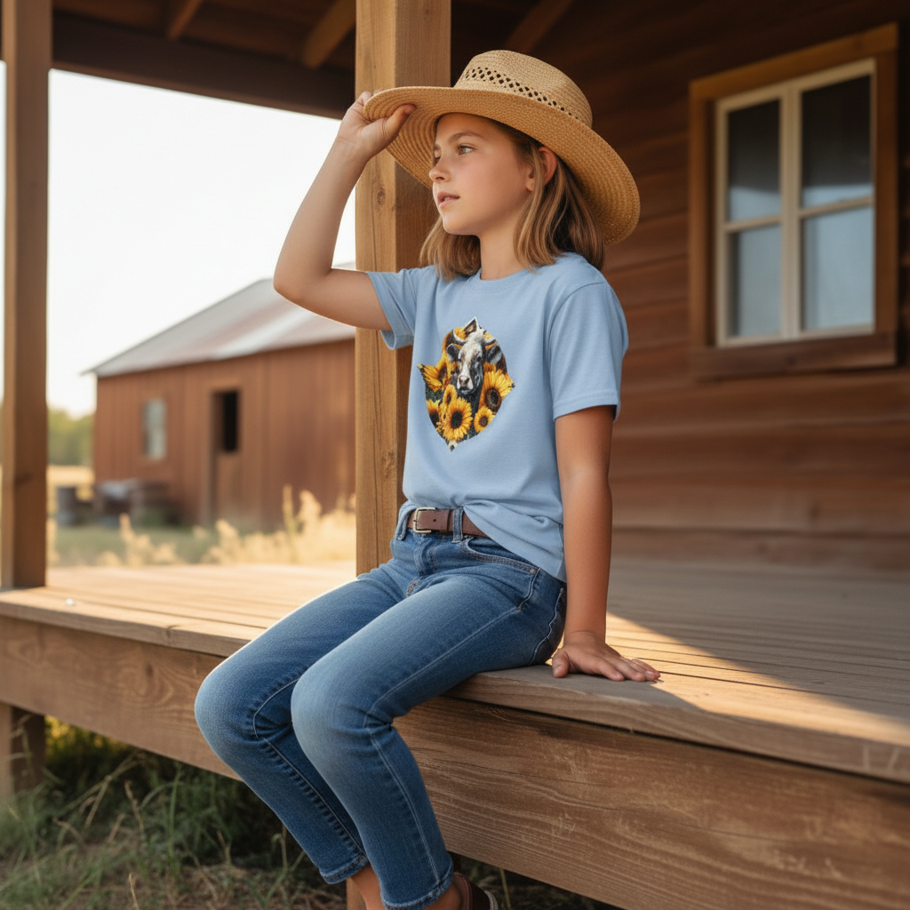 Sunflower Cow Youth Graphic Tee