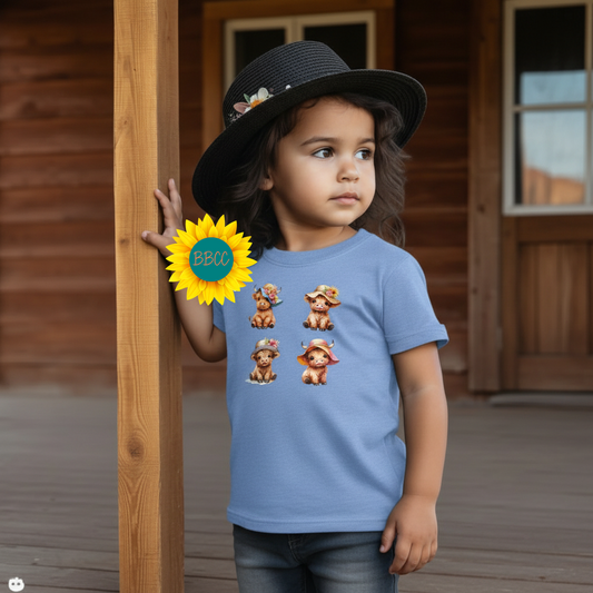Highland Cow Summer Hats Youth Graphic Tee