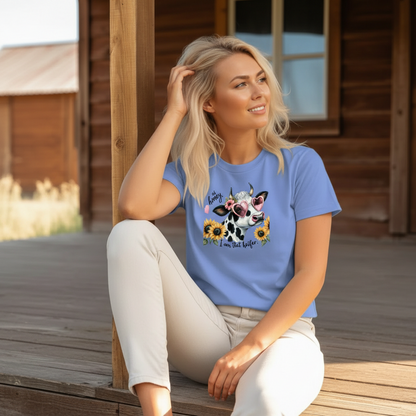 Adult Sassy Dairy Cow Floral Sunglasses Graphic Tee