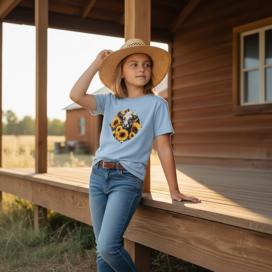 Sunflower Cow Youth Graphic Tee