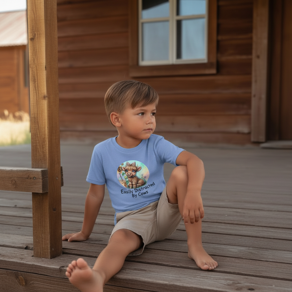 Easily Distracted By Cows Youth Graphic Tee