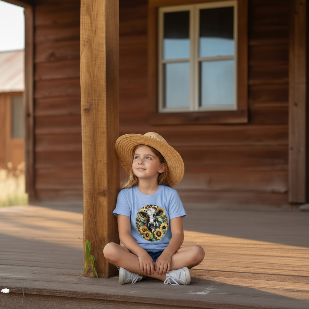 Sunflower Cow Youth Graphic Tee