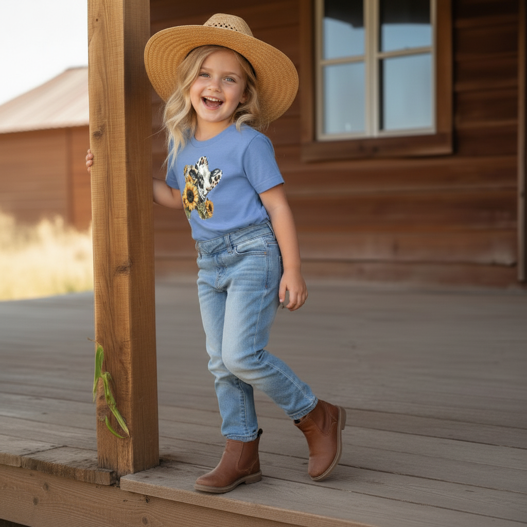 Sunflower Cow Patch Youth Graphic Tee