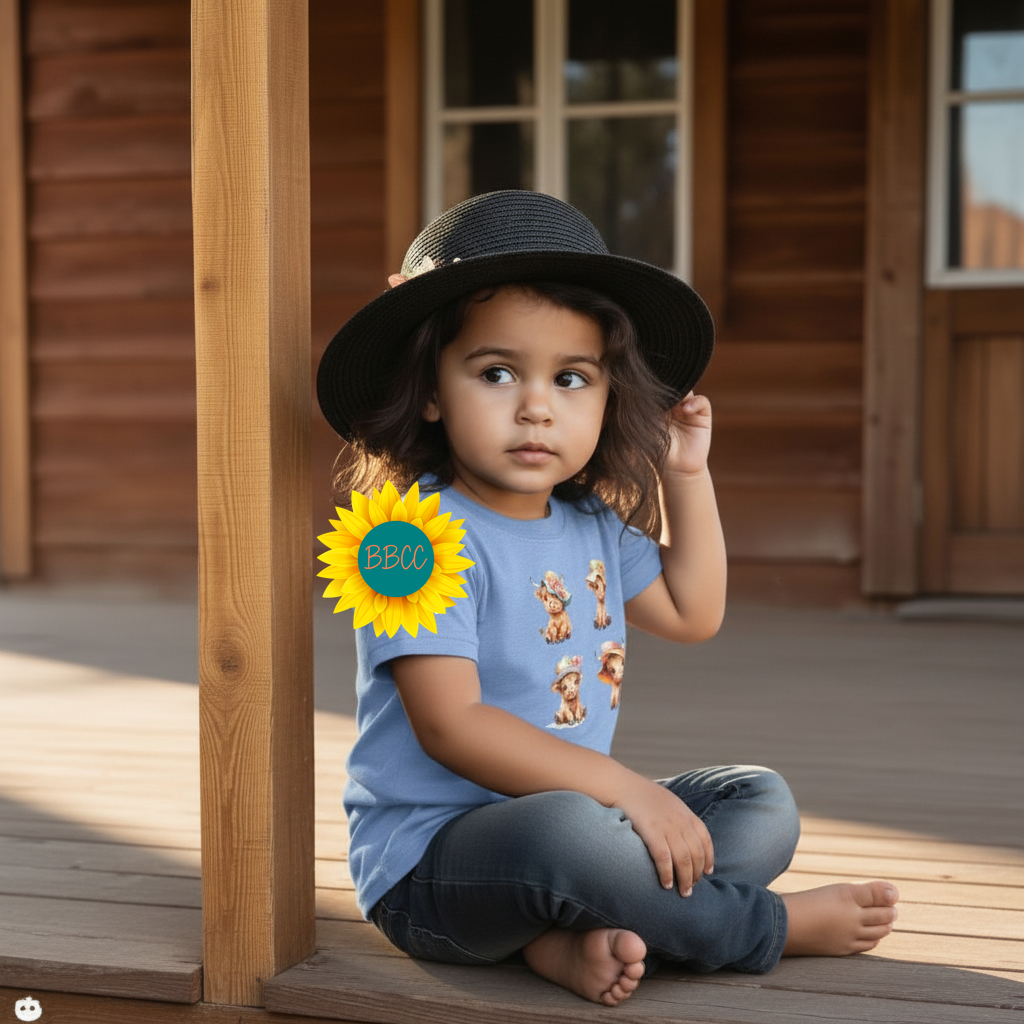 Highland Cow Summer Hats Youth Graphic Tee