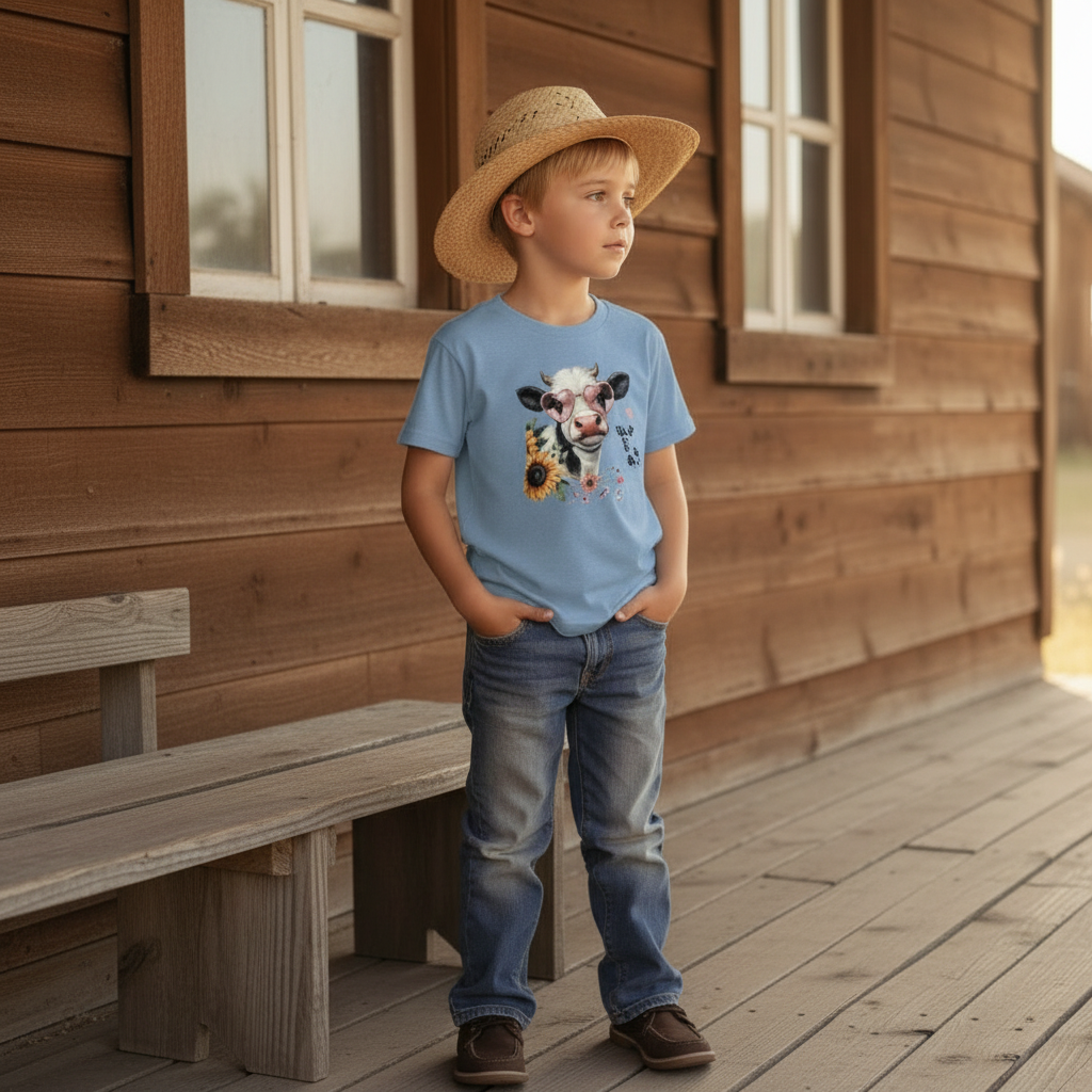Oh Honey I Am That Heifer Youth Graphic Tee – Cute Cow Sunglasses Shirt