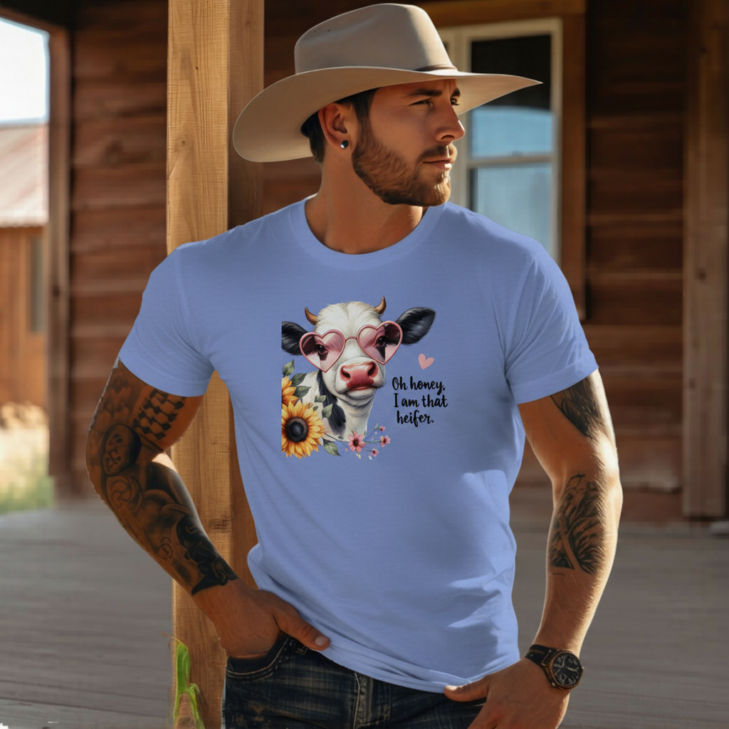 Adult Sassy Heifer Cow Floral Graphic Tee
