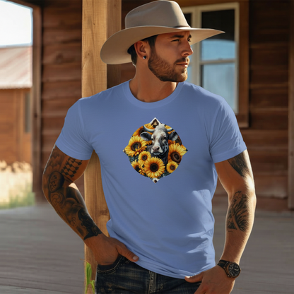 Adult Dairy Cow Sunflower Country Style Tee