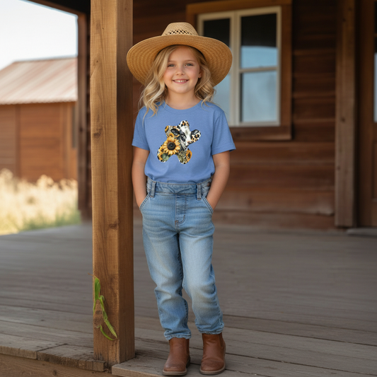 Sunflower Cow Patch Youth Graphic Tee