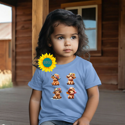 Highland Cow Summer Hats Youth Graphic Tee