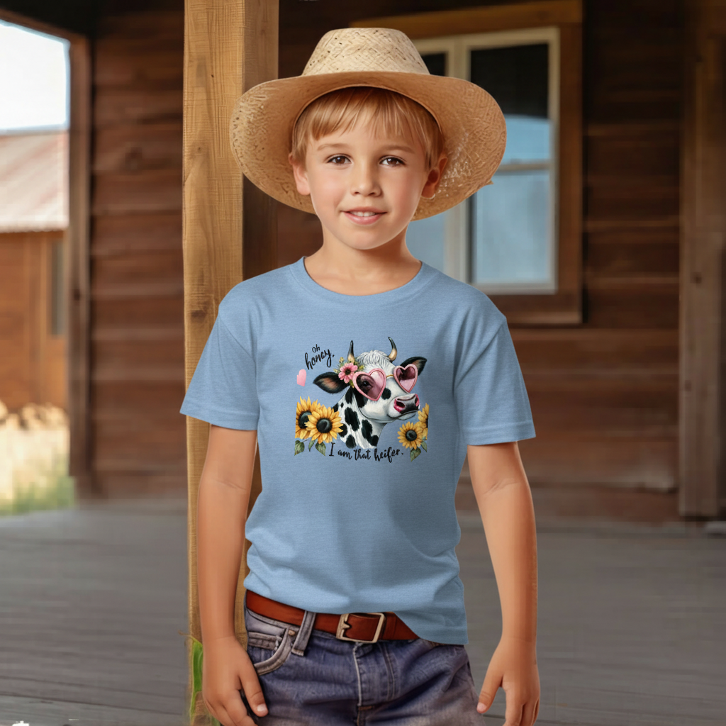 Oh Honey I Am That Heifer Youth Cowgirl Graphic Tee
