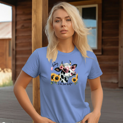 Adult Sassy Dairy Cow Floral Sunglasses Graphic Tee