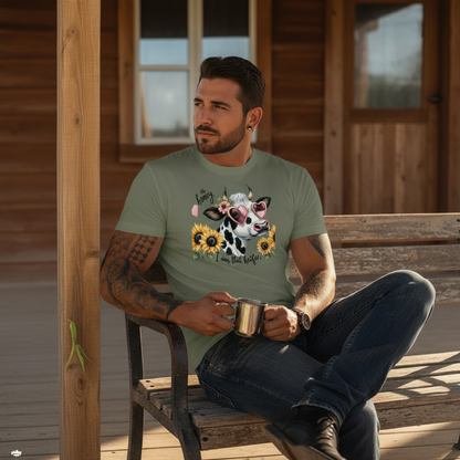 Adult Sassy Dairy Cow Floral Sunglasses Graphic Tee