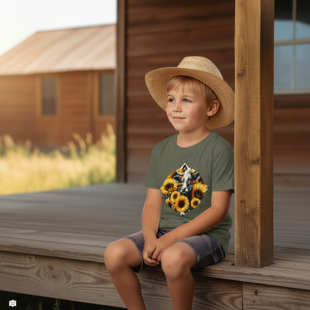 Sunflower Cow Youth Graphic Tee