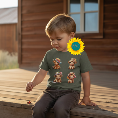 Highland Cow Summer Hats Youth Graphic Tee