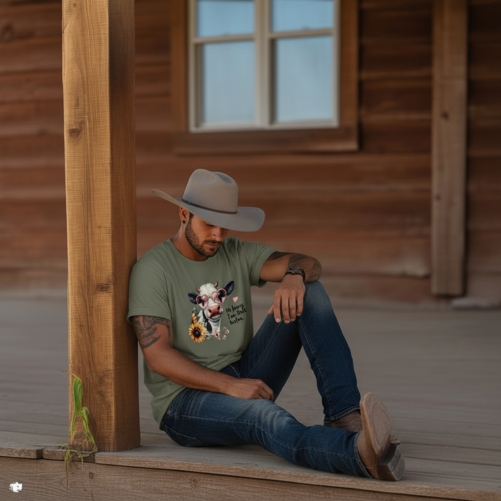 Adult Sassy Heifer Cow Floral Graphic Tee