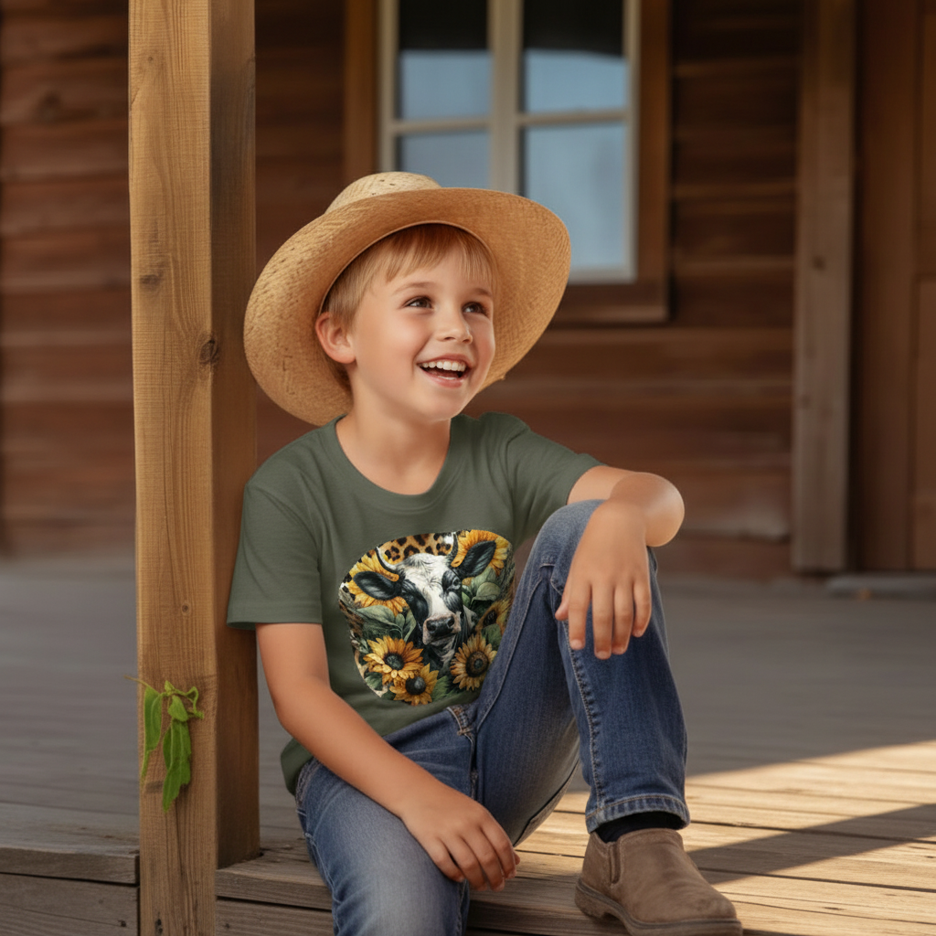 Sunflower Cow Youth Graphic Tee