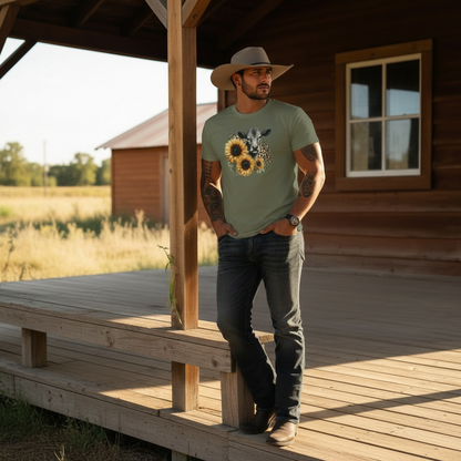 Adult Dairy Cow Sunflower Graphic Tee