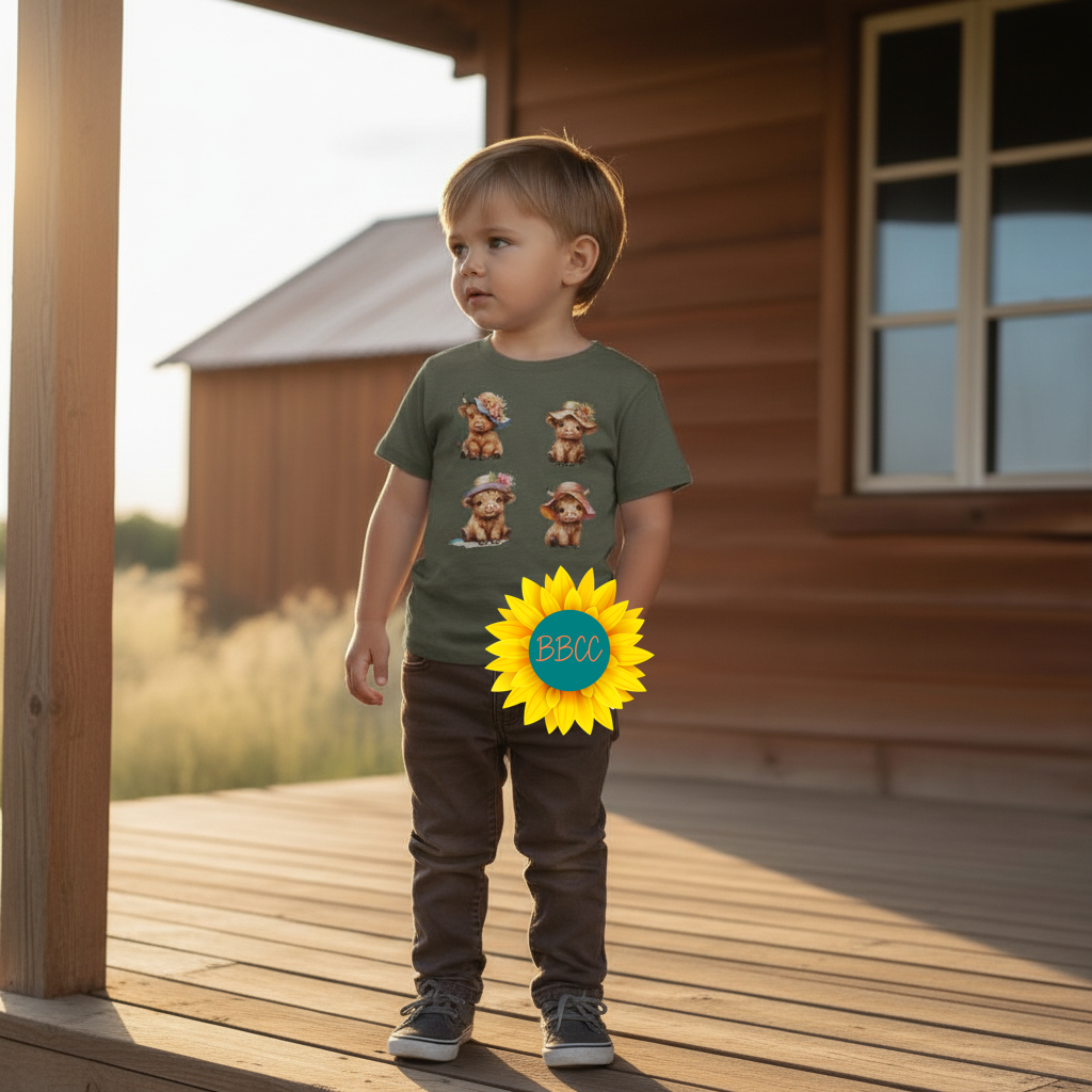 Highland Cow Summer Hats Youth Graphic Tee