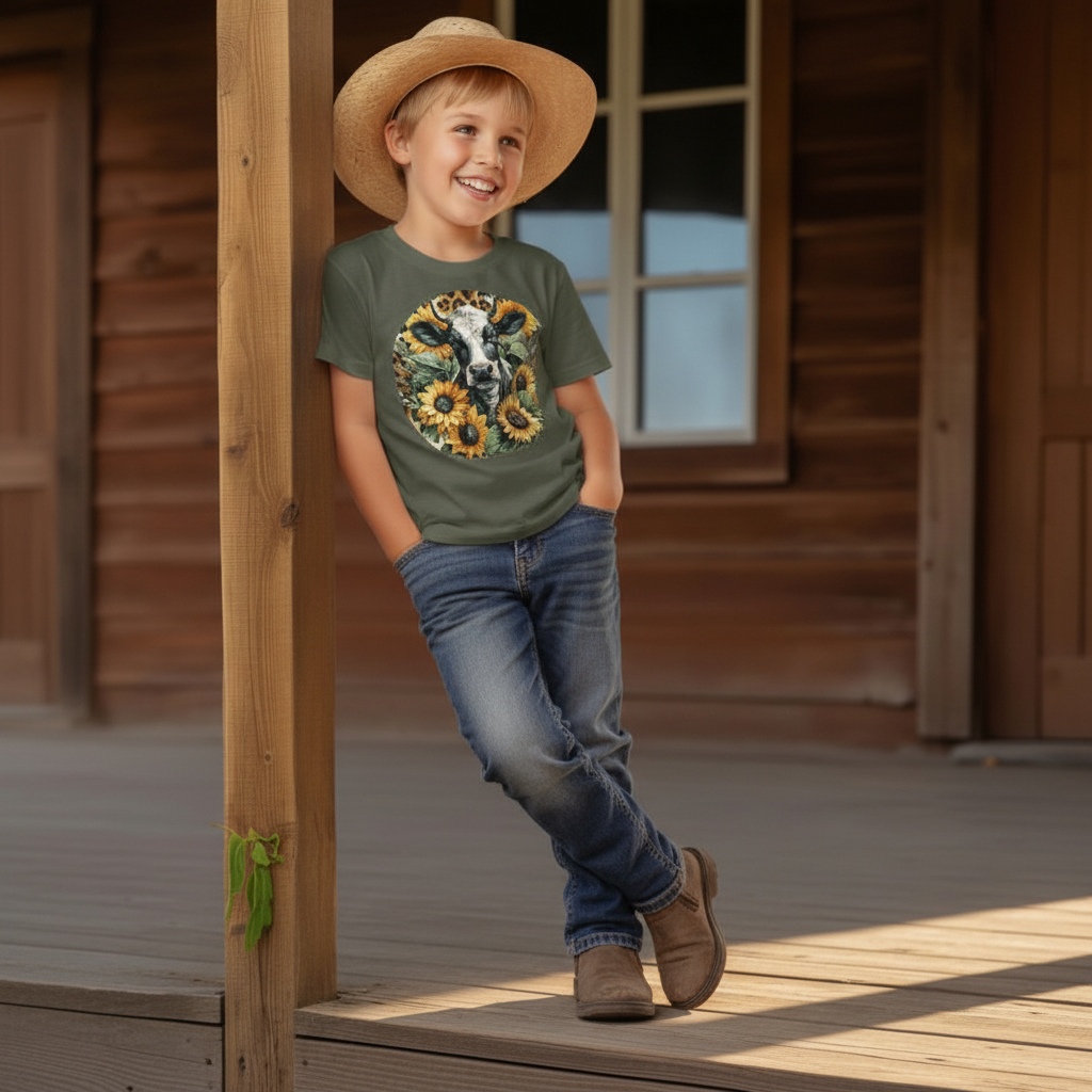 Sunflower Cow Youth Graphic Tee