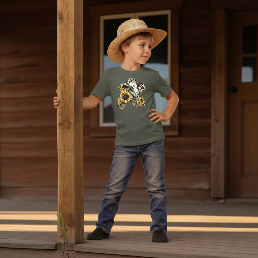Sunflower Cow Patch Youth Graphic Tee