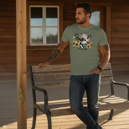 Adult Sassy Dairy Cow Floral Sunglasses Graphic Tee