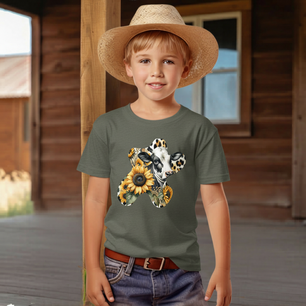 Sunflower Cow Patch Youth Graphic Tee