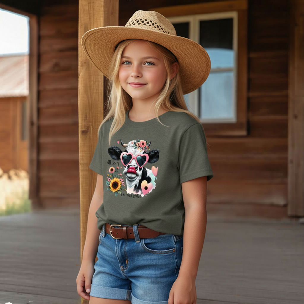 Oh Honey I Am That Heifer Youth Cow Graphic Tee