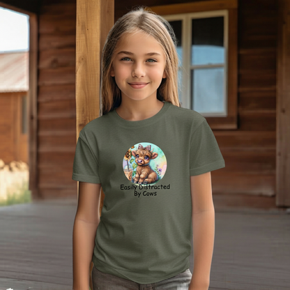 Easily Distracted By Cows Youth Graphic Tee