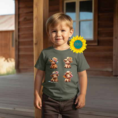 Highland Cow Summer Hats Youth Graphic Tee