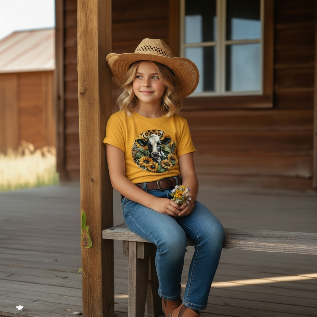 Sunflower Cow Youth Graphic Tee