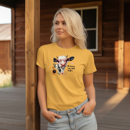 Adult Sassy Heifer Cow Floral Graphic Tee