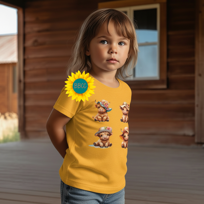 Highland Cow Summer Hats Youth Graphic Tee