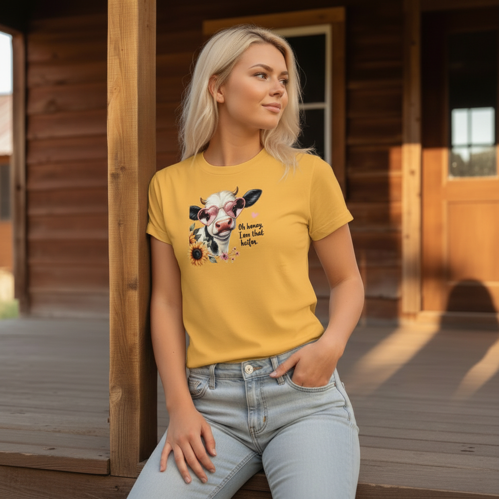 Adult Sassy Heifer Cow Floral Graphic Tee