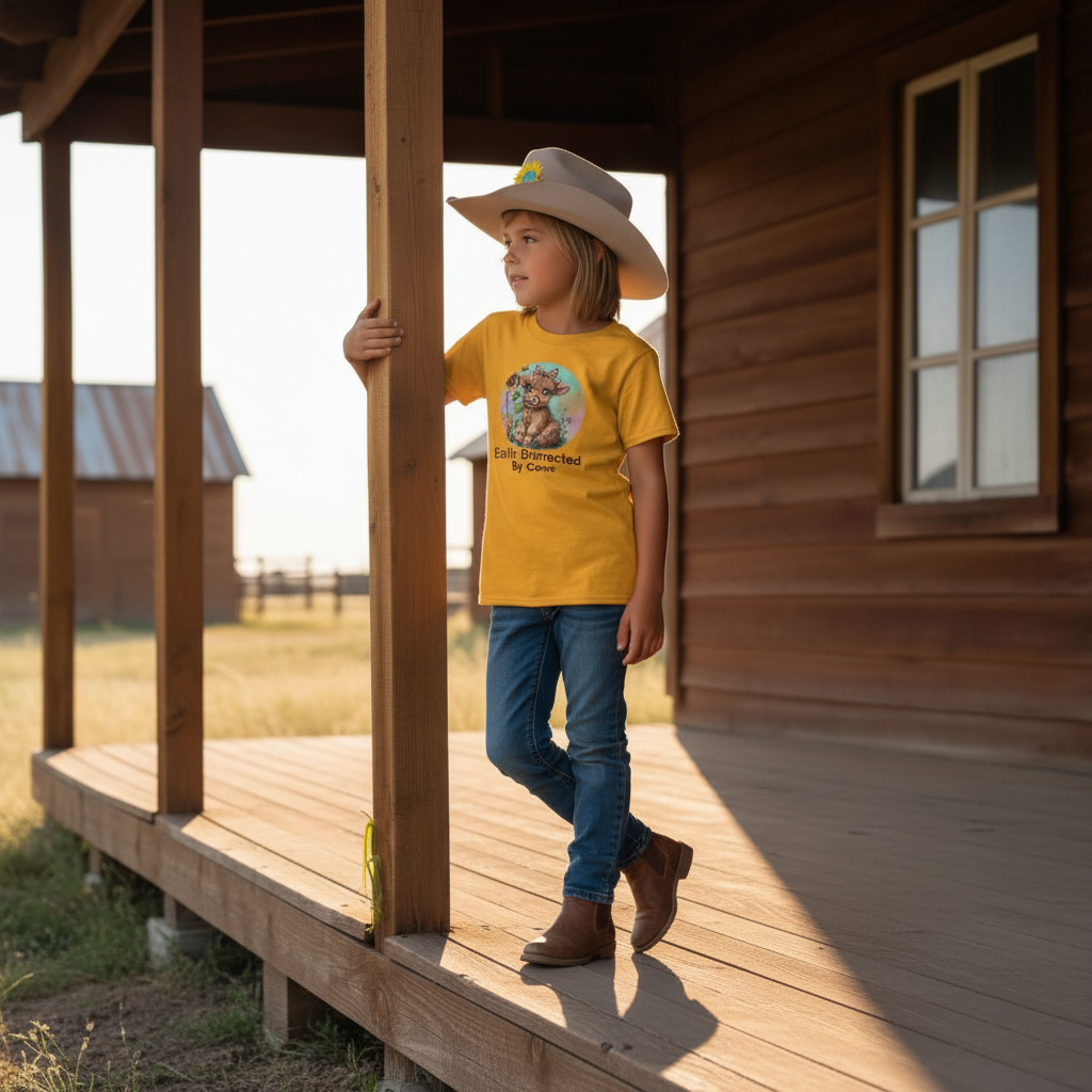 Easily Distracted By Cows Youth Graphic Tee