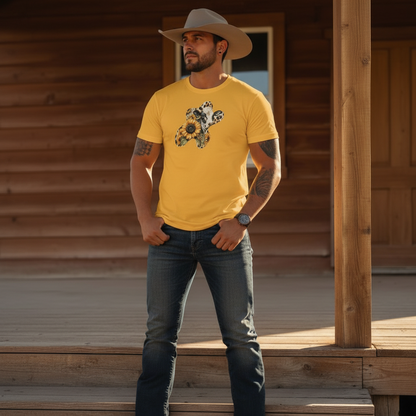Adult Dairy Cow Sunflower Western Graphic Tee