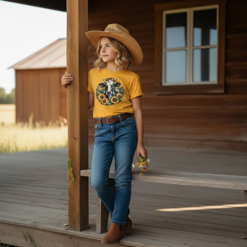 Sunflower Cow Youth Graphic Tee