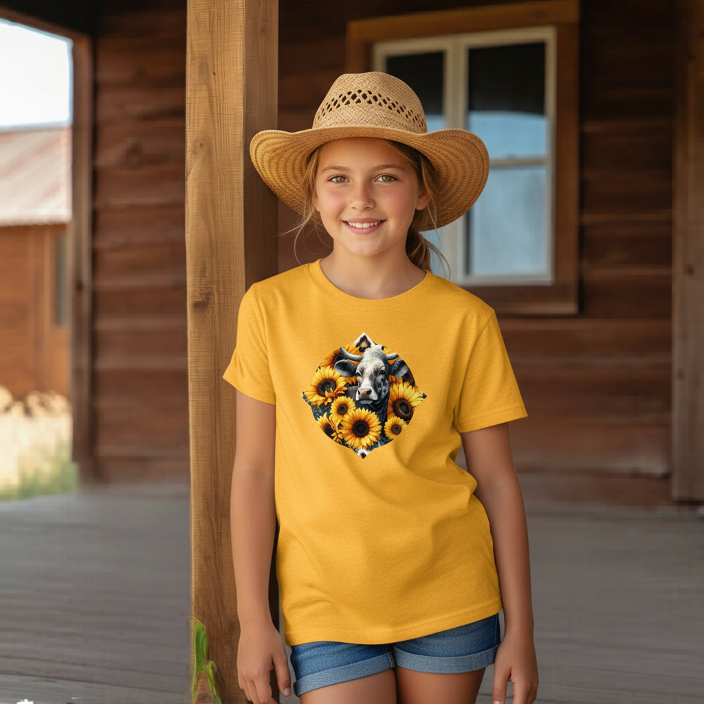 Sunflower Cow Youth Graphic Tee