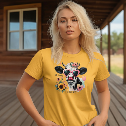 Adult Sassy Cow Heart Sunglasses Floral Graphic Tee