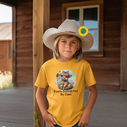 Easily Distracted By Cows Youth Graphic Tee