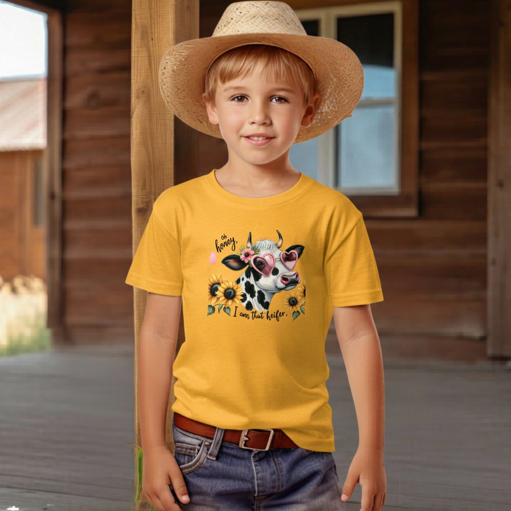 Oh Honey I Am That Heifer Youth Cowgirl Graphic Tee