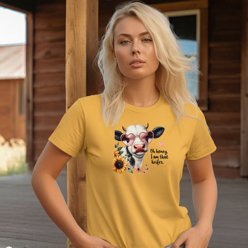 Adult Sassy Heifer Cow Floral Graphic Tee