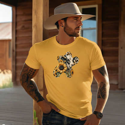 Adult Dairy Cow Sunflower Western Graphic Tee