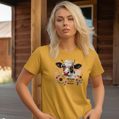 Adult Sassy Cow Floral Heart Sunglasses Graphic Tee
