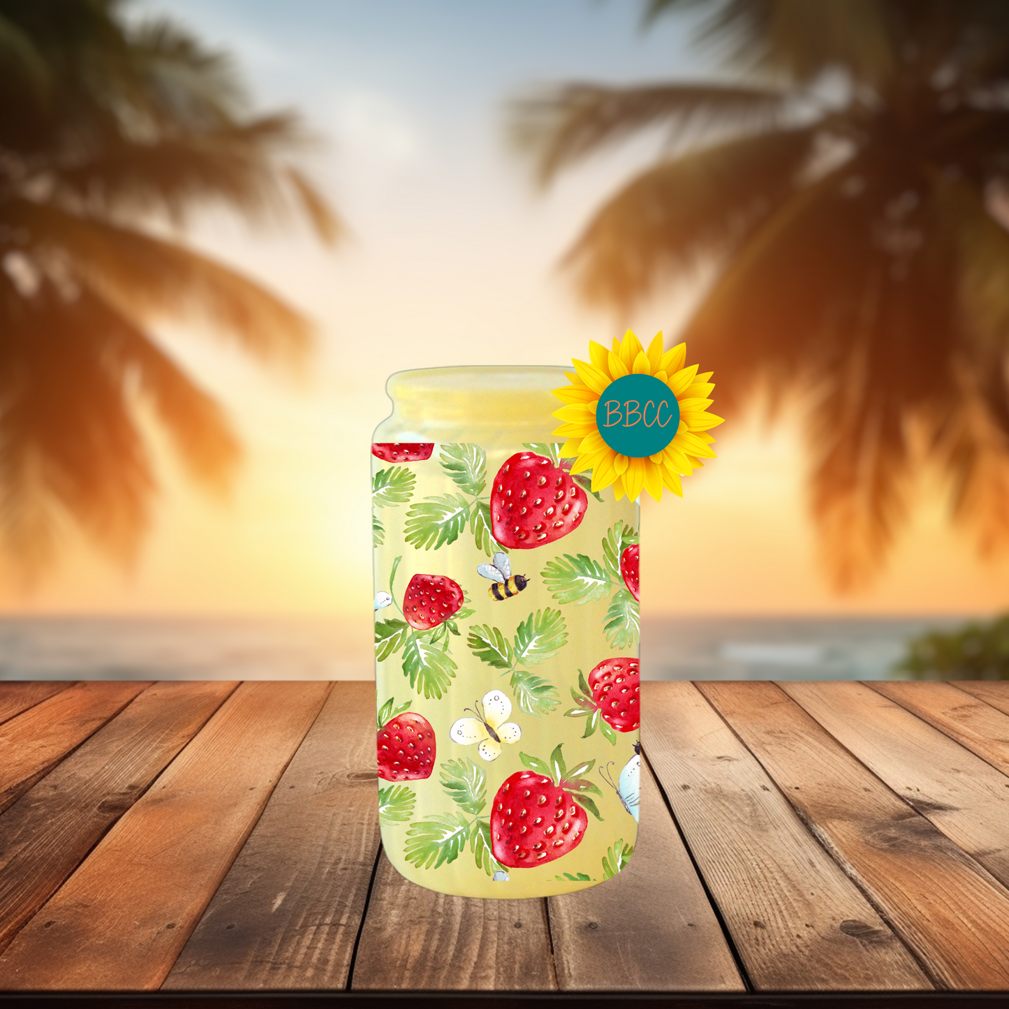 16oz Strawberry & Bee Summer Tumbler