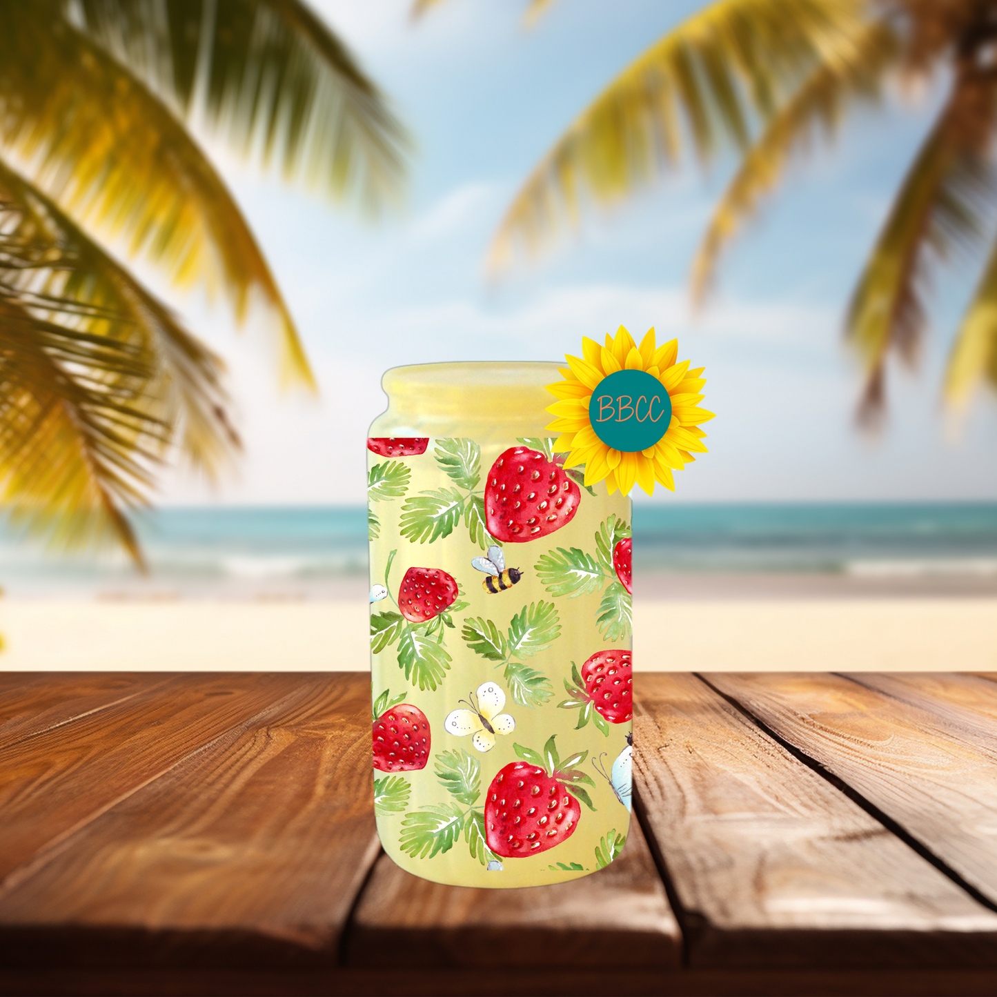 16oz Strawberry & Bee Summer Tumbler