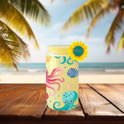 16oz Coastal Octopus & Seashell Tumbler