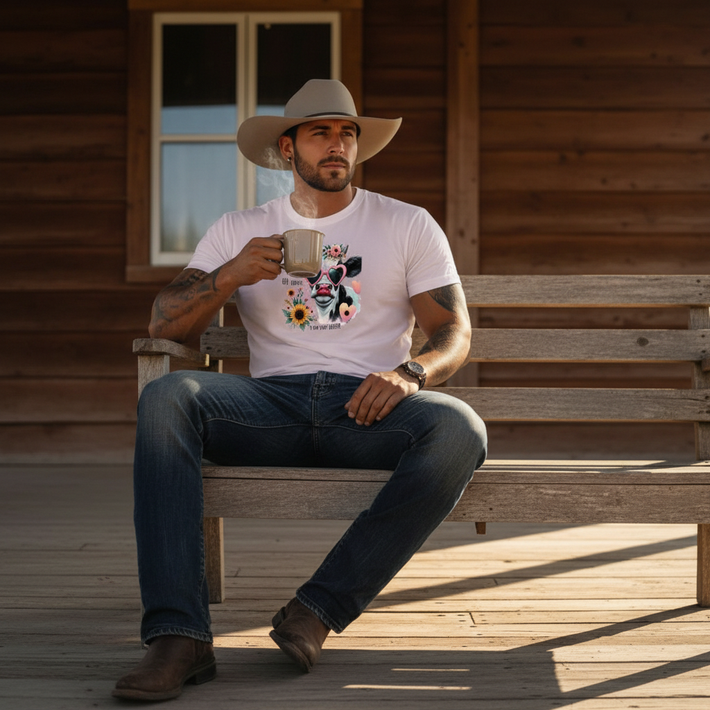 Adult Sassy Cow Heart Sunglasses Floral Graphic Tee